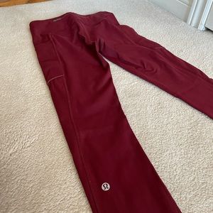 NEW Lululemon Swift Speed Maroon Leggings - Size 2